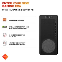 Ordinateur de jeu OMEN 16L de HP (Ryzen 7 8700F d'AMD/RAM 32 Go/SSD 2 To/GeForce RTX 4060/Windows 11)