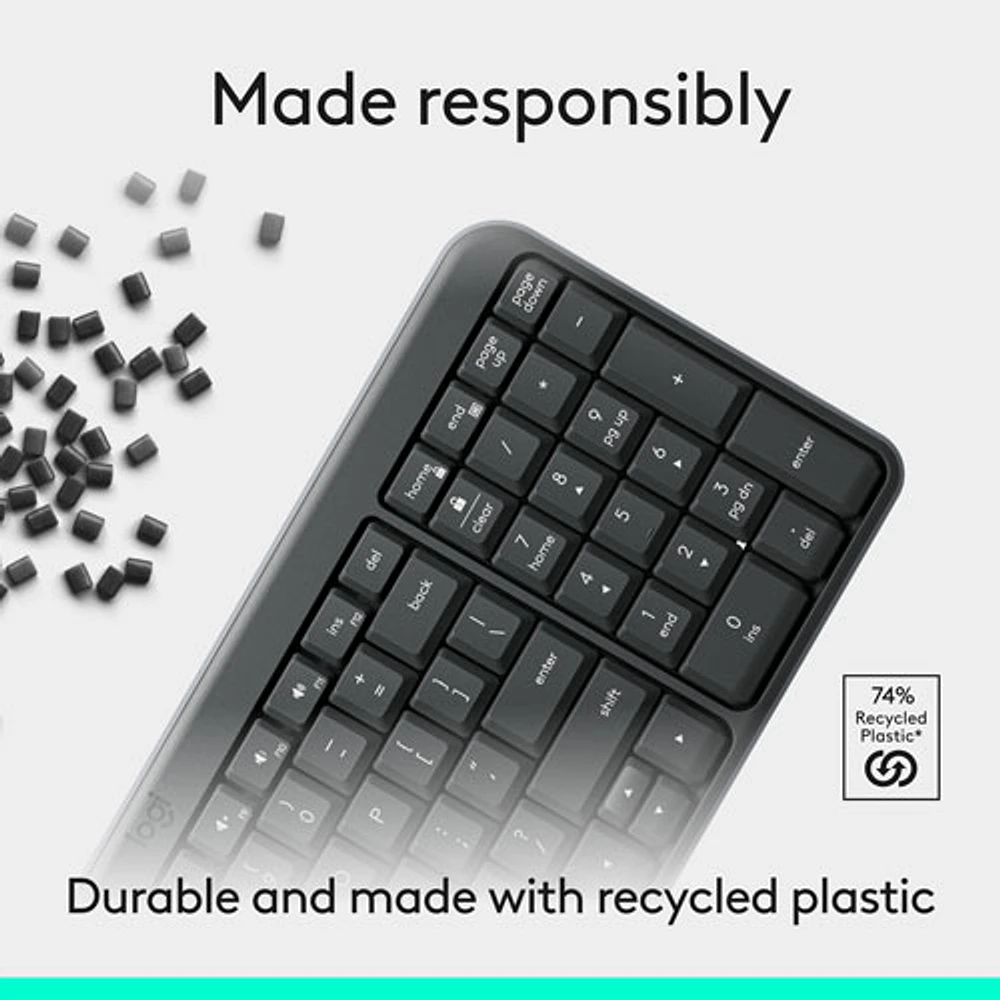 Logitech K250 Bluetooth Compact Keyboard with Numpad - Graphite - English