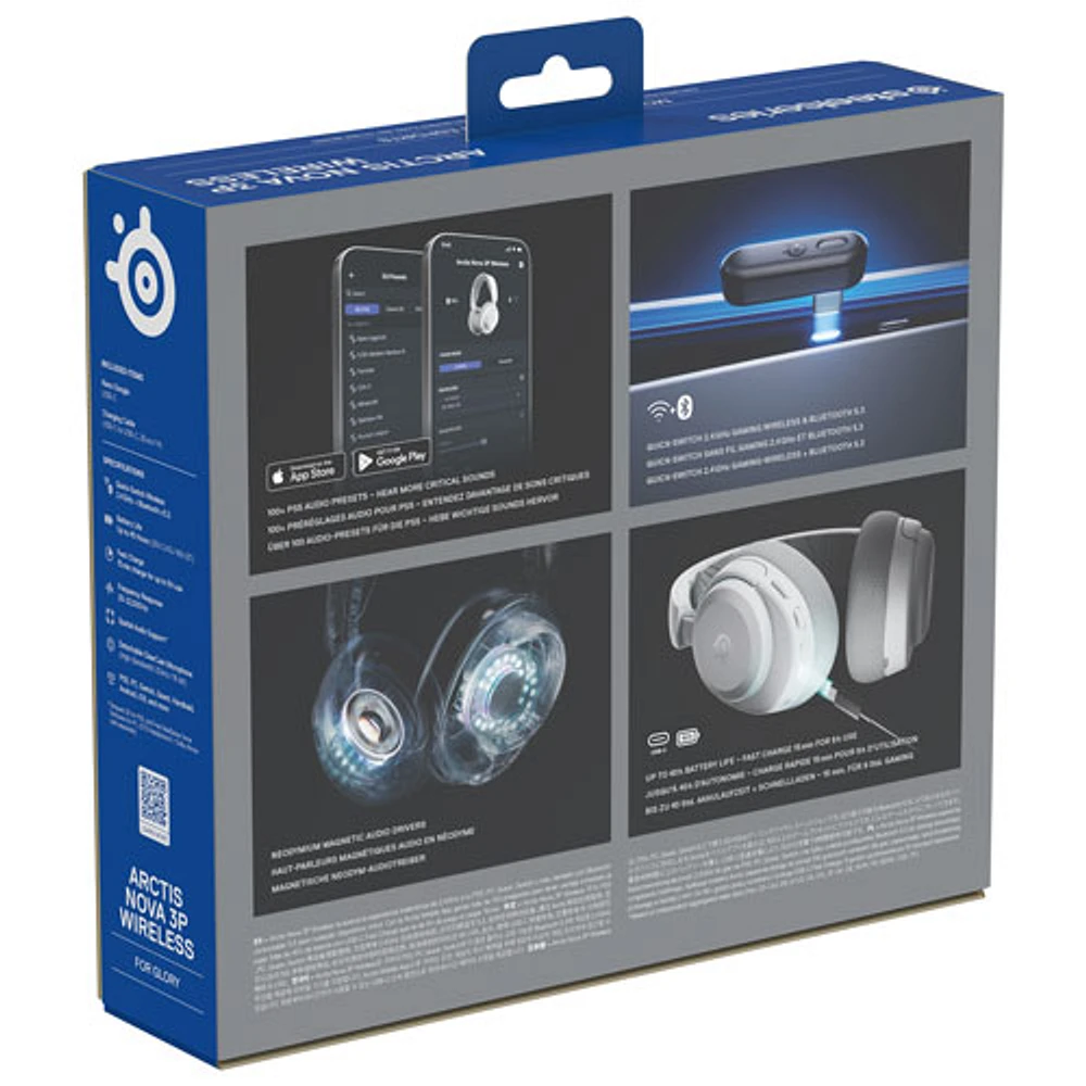Casque de jeu sans fil Arctis Nova 3P de SteelSeries pour PlayStation - Blanc