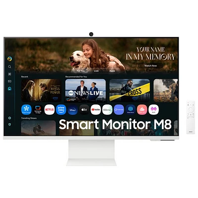 Moniteur intelligent DEL VA UHD 4K 60 Hz de 32 po M8 de Samsung avec temps de réponse de 4 ms gris à gris (LS32FM801UNXZA) - Blanc chaud