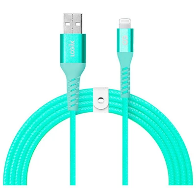 Câble tissé USB-A à USB-C de 1,2 m (3,94 pi) Vibrance de LOGiiX - Sarcelle