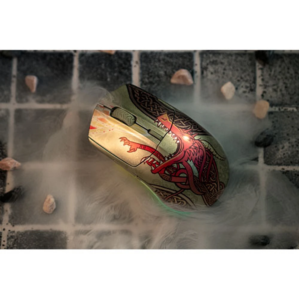 SteelSeries CS2 Dragon Lore Edition 18000 DPI Bluetooth Optical Gaming Mouse - Beige/Red