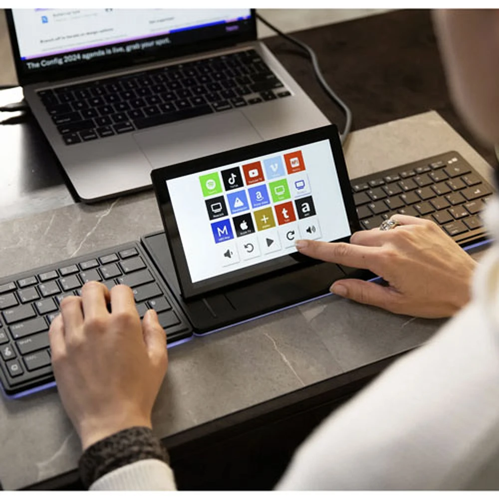 Mobile Pixels Tetra Split Portable Bluetooth Keyboard with 8" Touch LCD (109-1003P01)