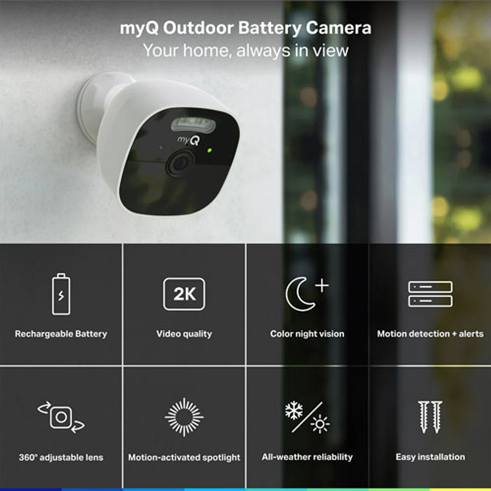 Chamberlain myQ Smart Wire-Free Outdoor 2K Security Camera