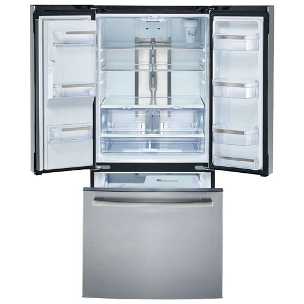 Réfrigérateur à deux portes 24,8 pi³ 33 po à distributeur d'eau et de glace Profile de GE (PFE24HYRCFS) - Acier inoxydable