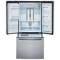 Réfrigérateur à deux portes 24,8 pi³ 33 po à distributeur d'eau et de glace Profile de GE (PFE24HYRCFS) - Acier inoxydable