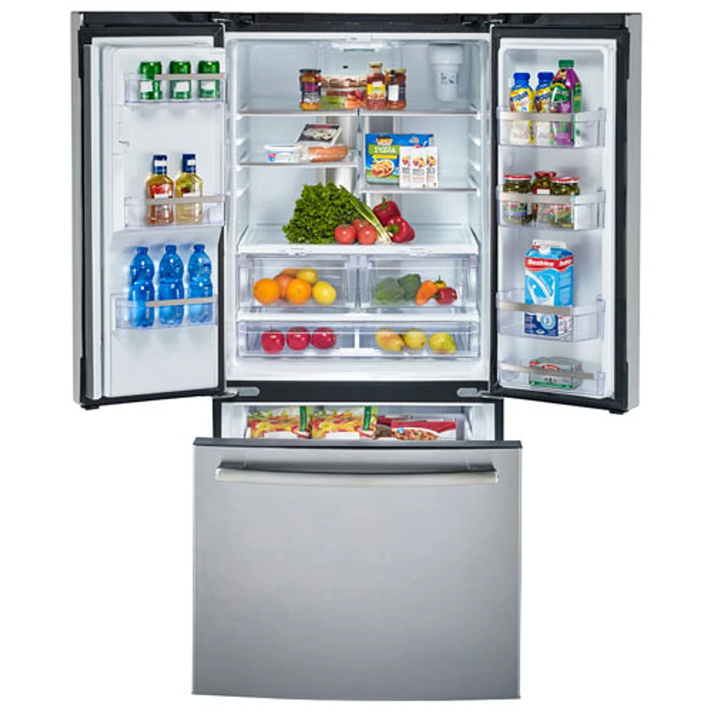Réfrigérateur à deux portes 24,8 pi³ 33 po à distributeur d'eau et de glace Profile de GE (PFE24HYRCFS) - Acier inoxydable