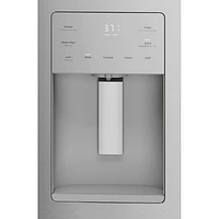 Réfrigérateur à deux portes 24,8 pi³ 33 po à distributeur d'eau et de glace Profile de GE (PFE24HYRCFS) - Acier inoxydable