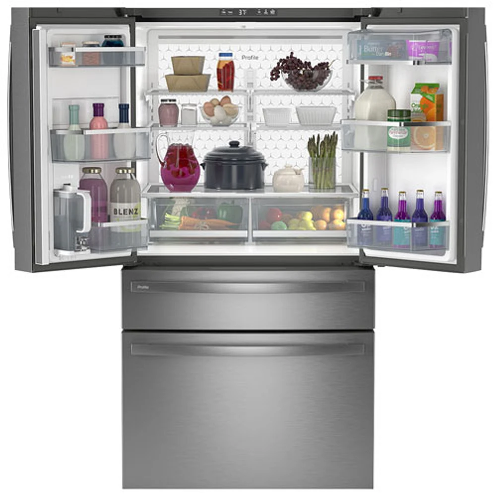 GE Profile 36" 28.7 Cu. Ft. French Door Refrigerator with Water Dispenser (PGE29BYTFS) - Stainless Steel