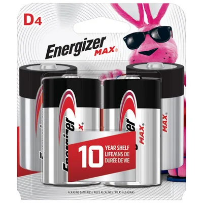 Energizer "D" 1.5V 4-Pack Batteries