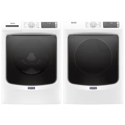 Maytag 5.2 Cu. Ft. HE Front Load Steam Washer & 7.4 Cu. Ft. Electric Dryer - White