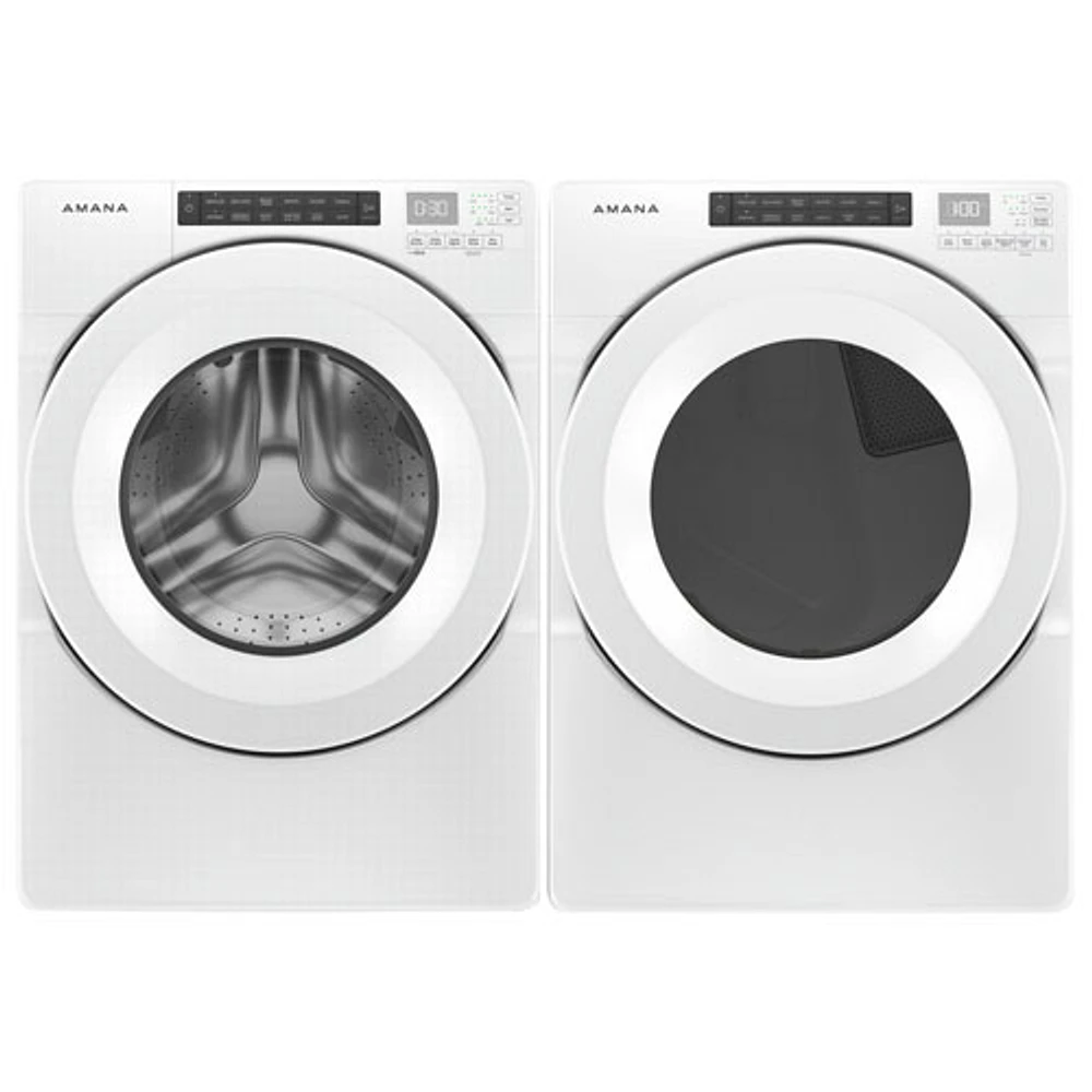 Amana 5.0 Cu. Ft. HE Front Load Washer & 7.4 Cu. Ft. Electric Dryer - White