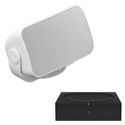 Sonos Architectural by Sonance Outdoor Speaker (Pair) & Sonos Amp 125W Amplifier - White