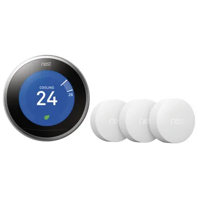 Google Nest Learning Thermostat (3rd Gen) with Temperature Sensor Pack