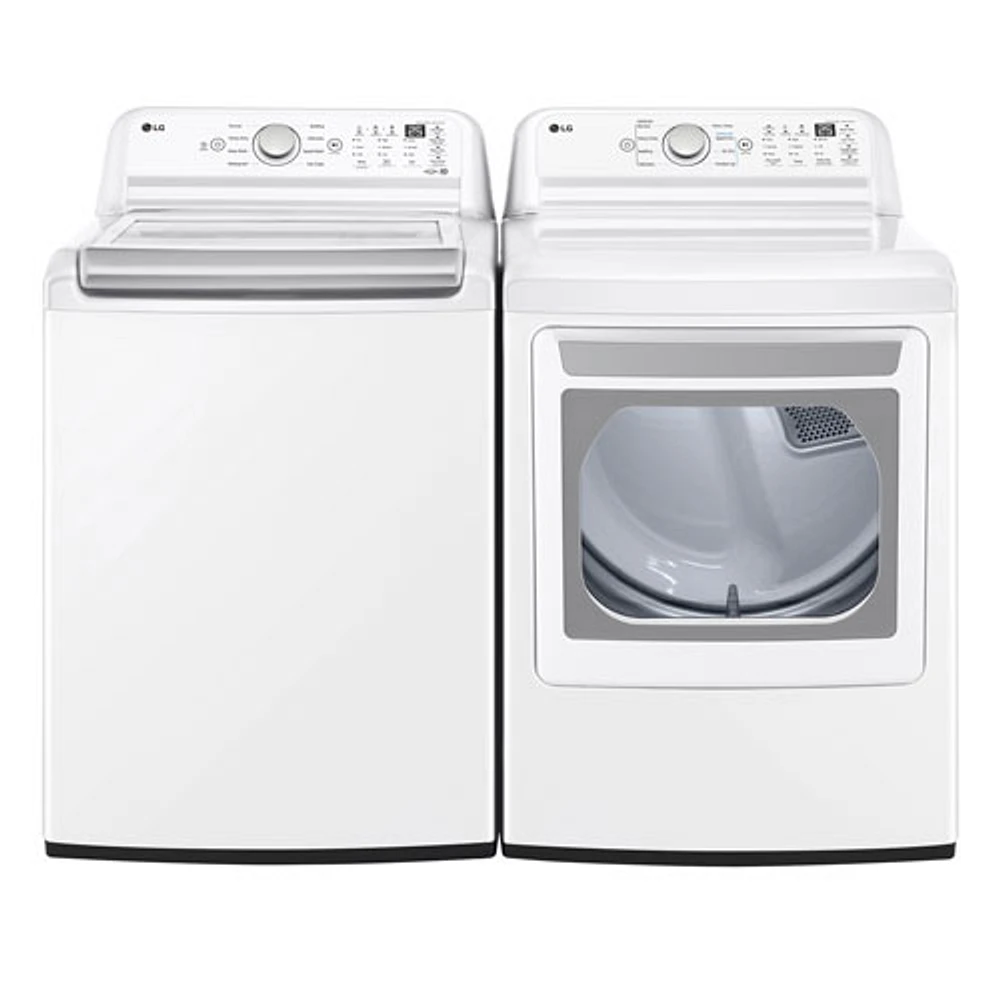 LG 5.8 Cu. Ft. HE Top Load Washer & 7.4 Cu. Ft. Electric Dryer - White