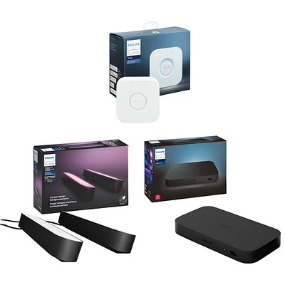 Boîte synchronisation HDMI, Bridge 2.0 et barres lumineuses intel. DEL Hue Play de Philips - Ens. 2