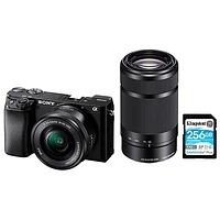 Sony Alpha a6100 Mirrorless Vlogger Camera with 16-50mm/55-210mm Lenses & 256GB Memory Card