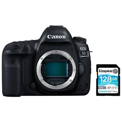 Canon EOS 5D Mark IV Full Frame DSLR Camera (Body Only) with 128GB Memory Card