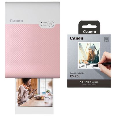 Canon SELPHY QX10 Square Compact Photo Printer with Colour Ink & Label Set