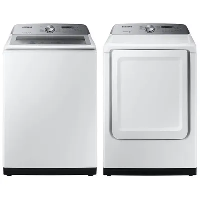 Samsung 5.8 Cu. Ft. HE Top Load Washer & 7.4 Cu. Ft. Electric Dryer - White