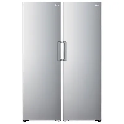 LG 24" 13.6 Cu. Ft. Column Refrigerator & 11.4 Cu. Ft. Column Freezer - Platinum Silver Steel