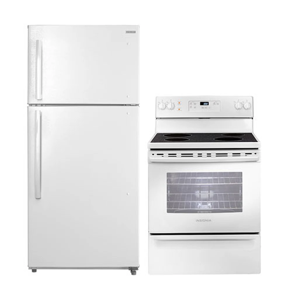 Réfrigérateur à congélateur supérieur 18 pi³ 30 po et cuisinière électrique d'Insignia - Blanc