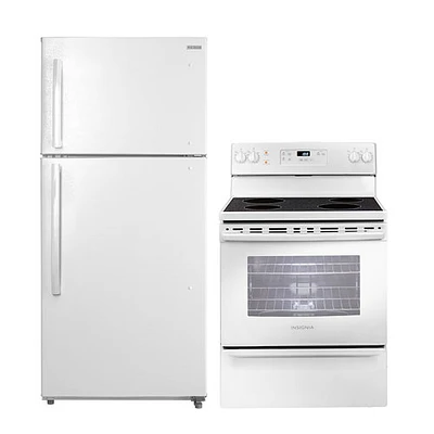 Réfrigérateur à congélateur supérieur 18 pi³ 30 po et cuisinière électrique d'Insignia - Blanc