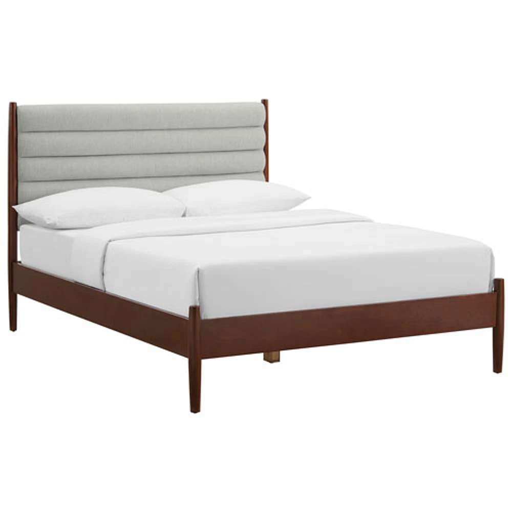 Lit plateforme transitionnel Camille - Lit deux places - Gris/Bois foncé