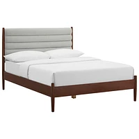 Lit plateforme transitionnel Camille - Lit deux places - Gris/Bois foncé