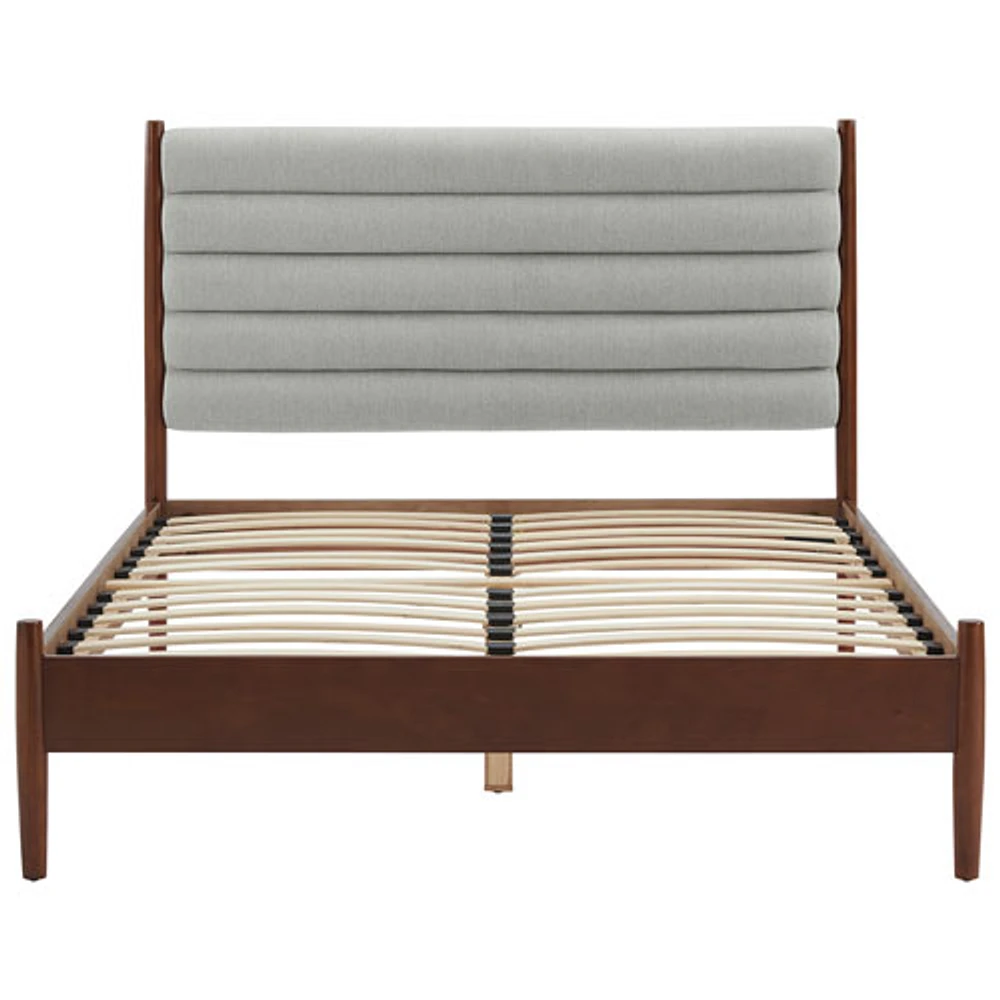 Lit plateforme transitionnel Camille - Lit deux places - Gris/Bois foncé