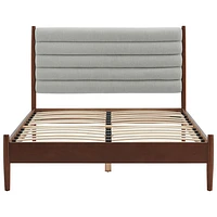 Lit plateforme transitionnel Camille - Lit deux places - Gris/Bois foncé