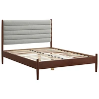 Lit plateforme transitionnel Camille - Lit deux places - Gris/Bois foncé