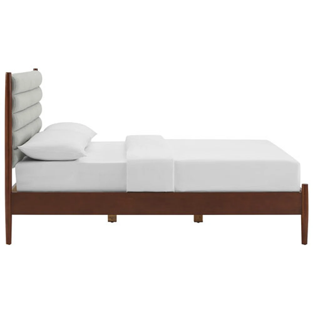 Lit plateforme transitionnel Camille - Lit deux places - Gris/Bois foncé