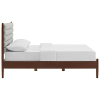 Lit plateforme transitionnel Camille - Lit deux places - Gris/Bois foncé