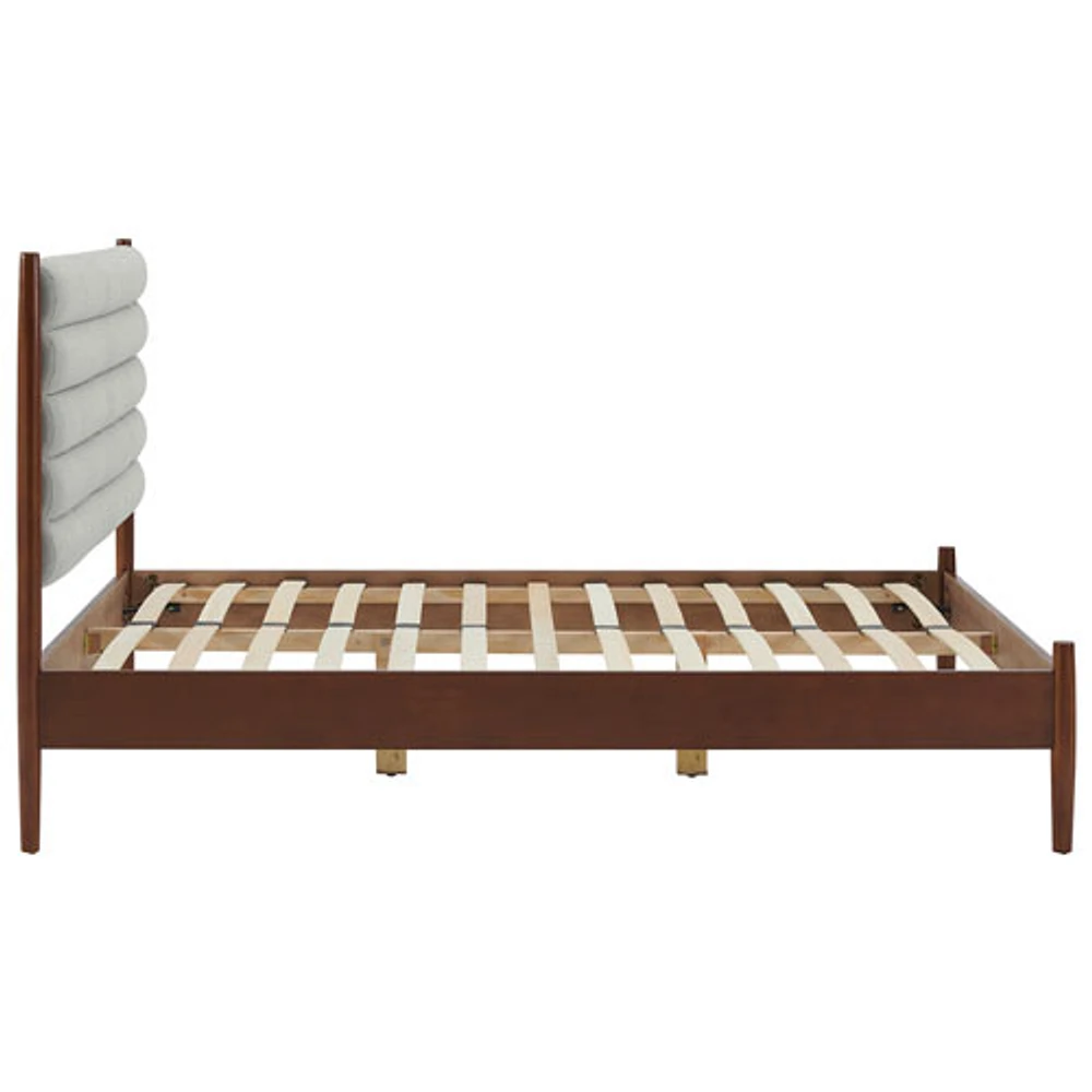 Lit plateforme transitionnel Camille - Lit deux places - Gris/Bois foncé