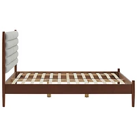 Lit plateforme transitionnel Camille - Lit deux places - Gris/Bois foncé