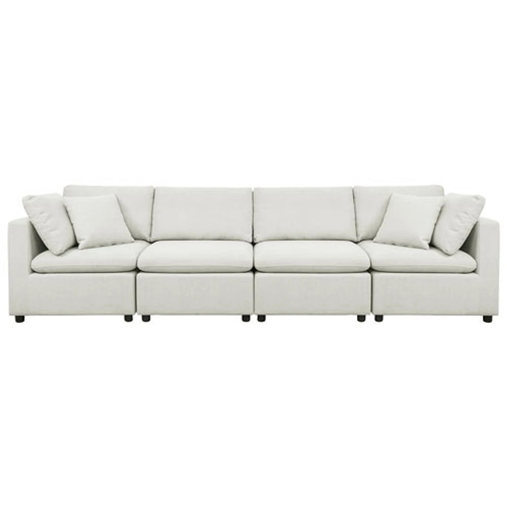 Sofas modulaires 4 pièces en polyester transitionnel Billie - Gris pâle