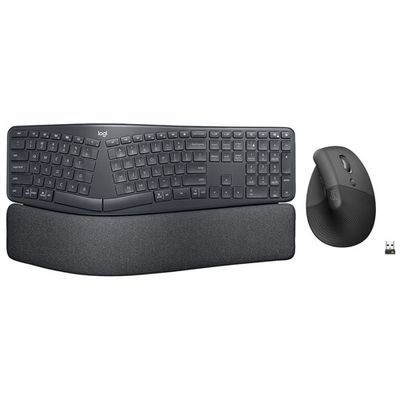 Logitech ERGO K860 Bluetooth Ergonomic Keyboard & Lift 4000 DPI Bluetooth Mouse - Graphite