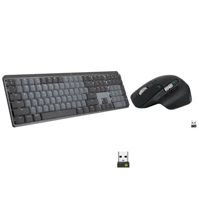 Logitech Wireless Backlit MX Mechanical Linear Keyboard w/ Wireless Darkfield Mouse - Black/Graphite -Eng