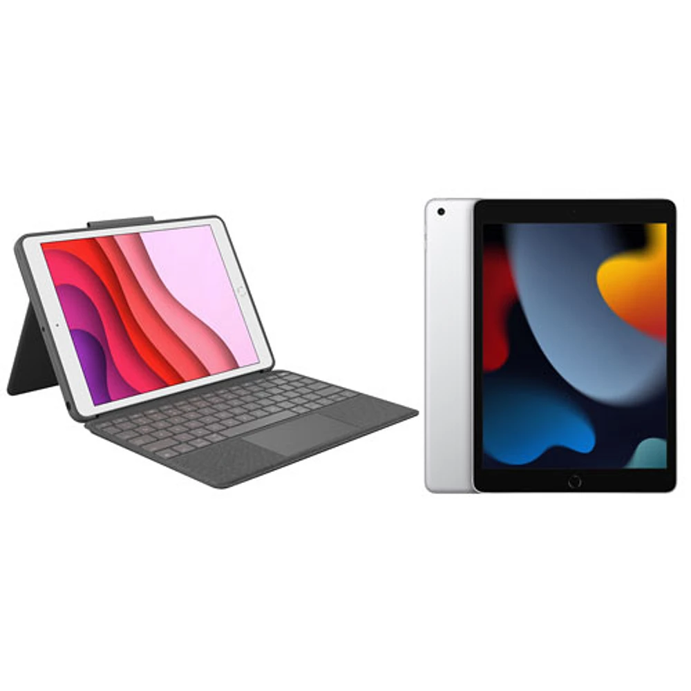 iPad de 10,2 po et Go avec Wi-Fi d'Apple (9e génération) et clavier tactile combiné de Logitech