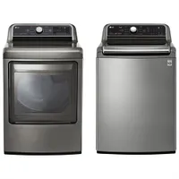 LG 5.6 Cu. Ft. High Efficiency Top Load Washer & 7.3 Cu. Ft. Electric Steam Dryer - Graphite Steel