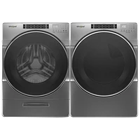 Whirlpool 5.8 Cu. Ft. Front Load Washer & 7.4 Cu. Ft. Electric Steam Dryer - Chrome Shadow