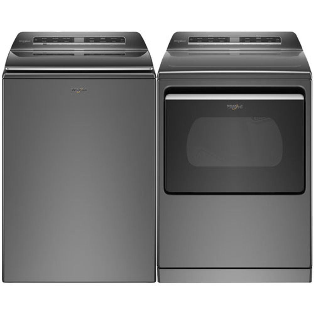 Whirlpool 6.0 Cu. Ft. High Efficiency Top Load Washer & 7.4 Cu. Ft. Electric Dryer - Chrome Shadow