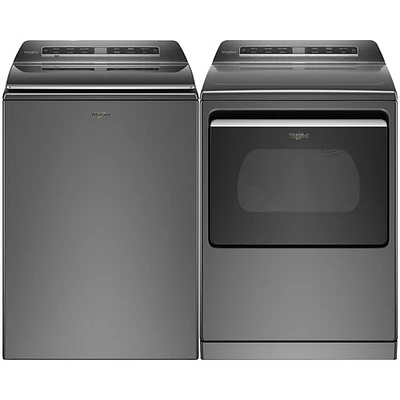 Laveuse à chargement par le haut HE 6,0 pi³/sécheuse électrique 7,4 pi³ de Whirlpool - Ombre chromée