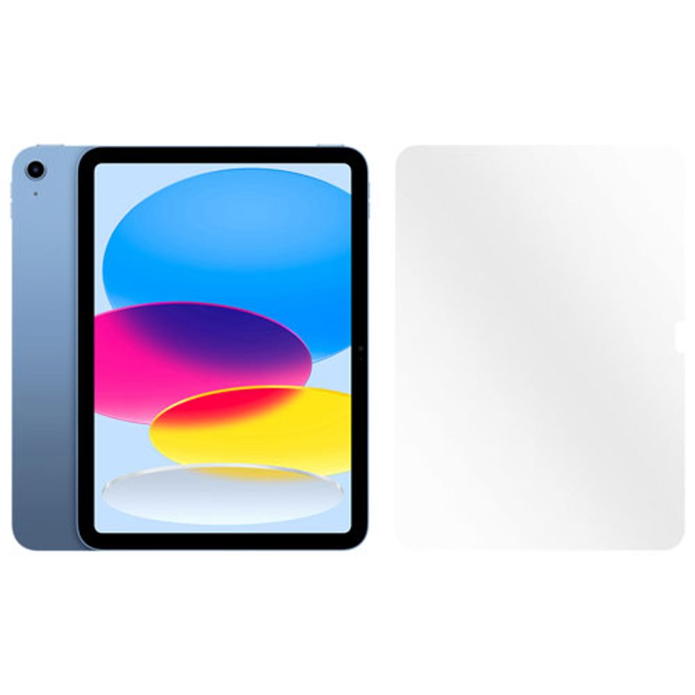 Apple iPad 10.9" 64GB Wi-Fi 6 (10th Generation) with Glass Screen Protector