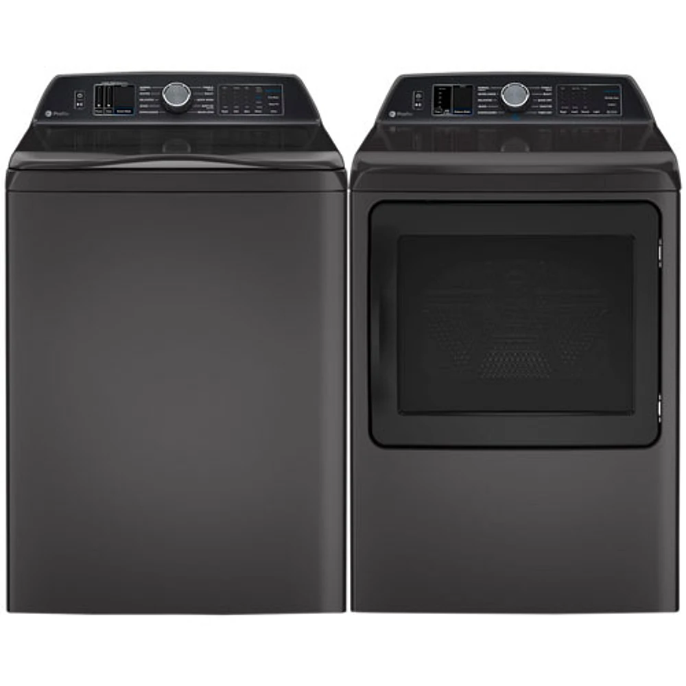 GE Profile 6.2 Cu. Ft. High Efficiency Top Load Washer & 7.4 Cu. Ft. Electric Steam Dryer - Diamond Grey