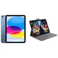 Apple iPad 10.9" 64GB Wi-Fi 6 (10th Generation) with Slim Folio Keyboard Case - Blue/Oxford Grey