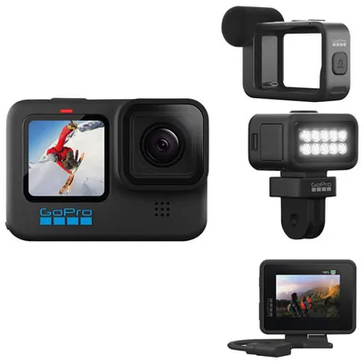 GoPro HERO10 Black Waterproof 5.3K Sports & Helmet Camera with Media Mod, Display Mod and Light Mod