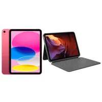 iPad 10,9 po 256 Go Wi-Fi 6 d'Apple (10e gén) et étui-clavier Rugged Folio - Rose/Gris Oxford