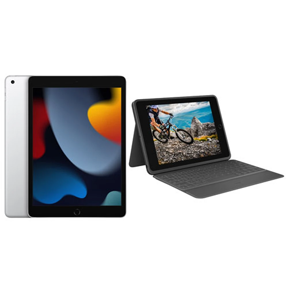 Apple iPad 10.2" 64GB Wi-Fi (9th Generation) with Rugged Folio Keyboard Case - Silver/Black